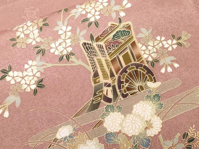 平和屋着物■訪問着 御所車枝花文 暈し染め 金彩 正絹 逸品 CABF9673ev