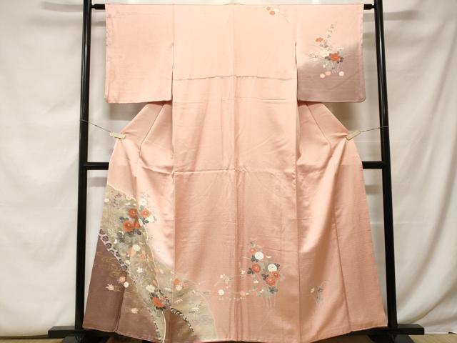 平和屋着物■訪問着　雪輪枝花文　暈し染め　金彩　正絹　逸品　CABF9674ev