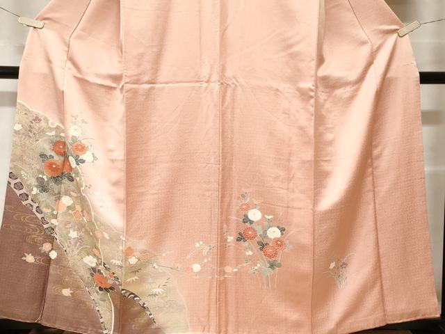 平和屋着物■訪問着　雪輪枝花文　暈し染め　金彩　正絹　逸品　CABF9674ev