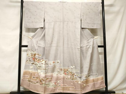 平和屋着物■豪華色留袖 エ霞飛鶴吉祥花文 暈し染め 金彩 正絹 逸品 CABF9675ev