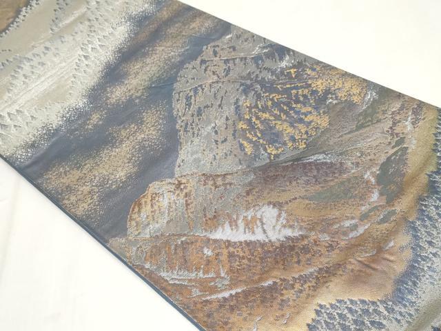 平和屋着物◎六通柄袋帯　アルプスの雪景　金銀糸　正絹　逸品　CABF9679ev