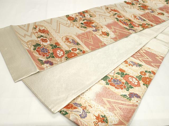 平和屋着物◎六通柄袋帯　花蝶文　金銀糸　正絹　逸品　CABF9684ev
