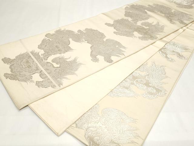 平和屋着物◎六通柄袋帯　唐獅子　金銀糸　正絹　逸品　CABF9685ev