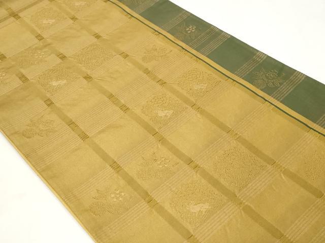 平和屋着物◎六通柄袋帯　兎　草花文　正絹　逸品　CABF9688ev