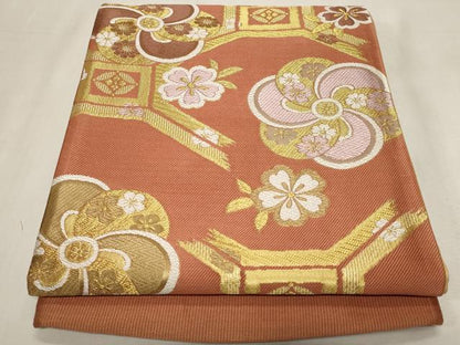 平和屋着物◎西陣　大光謹製　六通柄袋帯　蜀江捻梅舞花文　金糸　証紙付き　未使用　CABF9701ev
