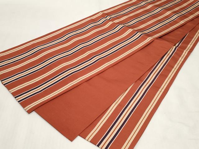 平和屋着物◎本場筑前博多織　全通柄袋帯　縞　正絹　逸品　CABF9714ev