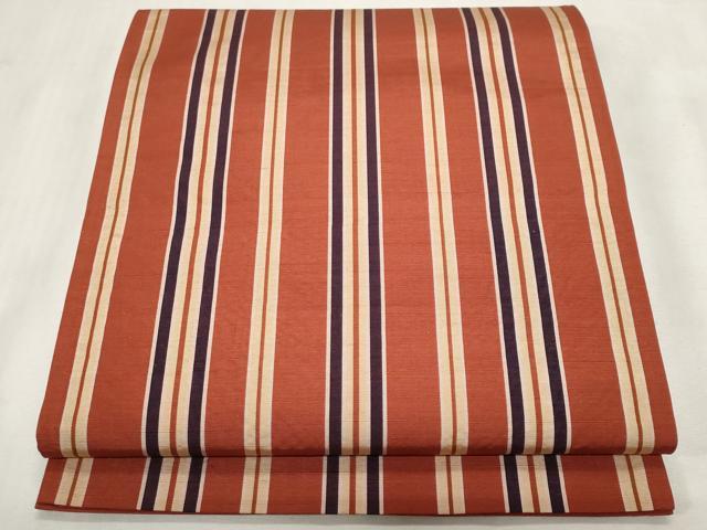 平和屋着物◎本場筑前博多織　全通柄袋帯　縞　正絹　逸品　CABF9714ev