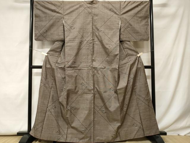 平和屋着物■本場大島紬　9マルキ　幾何学文様　正絹　逸品　CABF9716ev