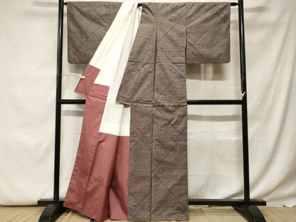 平和屋着物■本場大島紬　9マルキ　幾何学文様　正絹　逸品　CABF9716ev