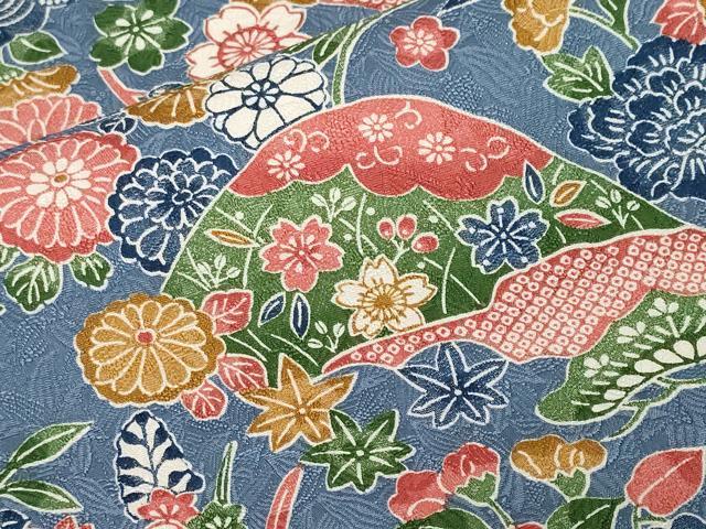 平和屋着物■上質な小紋　遠山扇面花文　正絹　逸品　未使用　CABF9720ev