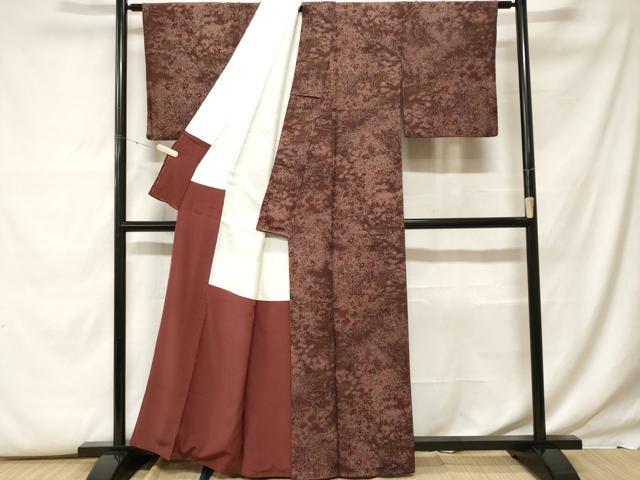 平和屋着物■上質な小紋　鴛鴦流水草花文　正絹　逸品　CABF9727ev