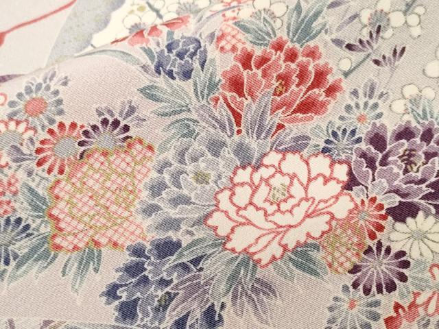 平和屋着物■上質な小紋 屏風扇面草花文 金彩 正絹 逸品 CABF9728ev