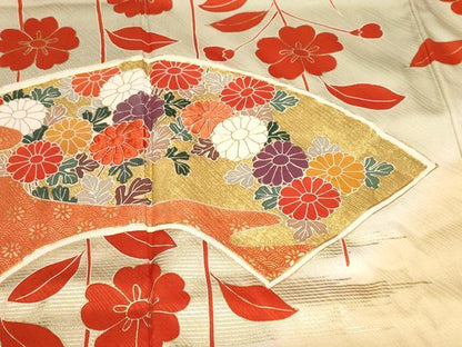 平和屋着物■豪華振袖　駒刺繍　地紙枝花文　暈し染め　金彩　正絹　逸品　CABF9733ev