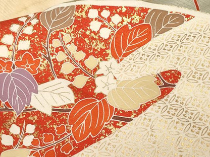 平和屋着物■豪華振袖　駒刺繍　地紙枝花文　暈し染め　金彩　正絹　逸品　CABF9733ev