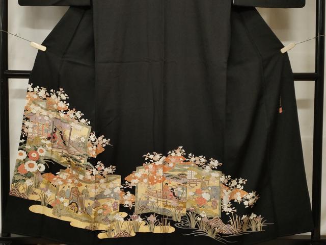 平和屋着物■豪華黒留袖 作家物 屏風人物風景文 本金箔 正絹 逸品 CABF9737ev