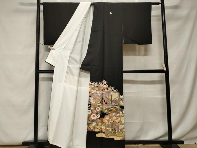 平和屋着物■豪華黒留袖 作家物 屏風人物風景文 本金箔 正絹 逸品 CABF9737ev