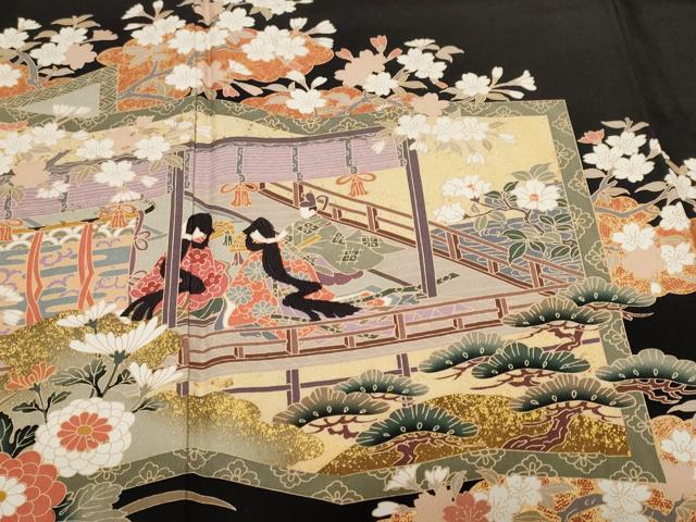 平和屋着物■豪華黒留袖 作家物 屏風人物風景文 本金箔 正絹 逸品 CABF9737ev