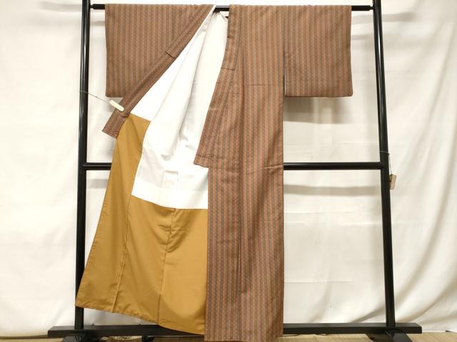平和屋着物■小紋　縞　十字絣文様　洗える着物　CABF9746ev