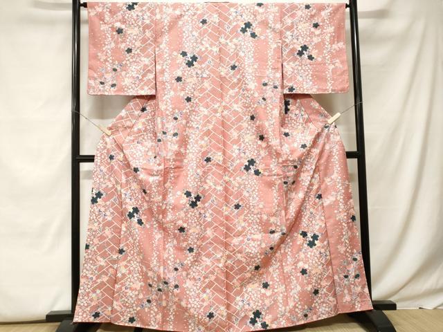 平和屋着物■小紋 檜垣枝花文 洗える着物 CABF9757ev