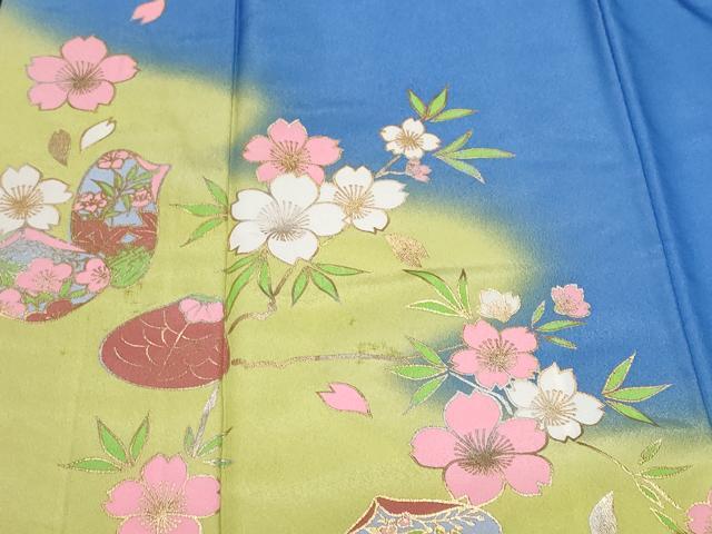 平和屋着物■訪問着 貝合せ舞桜文 暈し染め 金彩 胴抜き仕立て 洗える着物 CABF9759ev