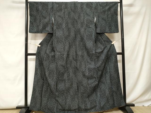 平和屋着物■小紋 霰文 黒地 洗える着物 CABF9762ev