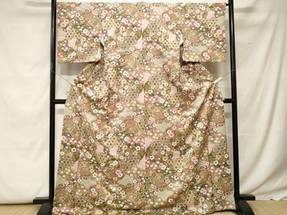 平和屋着物■小紋　辻が花　ロング丈　洗える着物　CABF9763ev