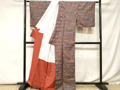 平和屋着物■小紋　切嵌更紗花文　洗える着物　CABF9776ev