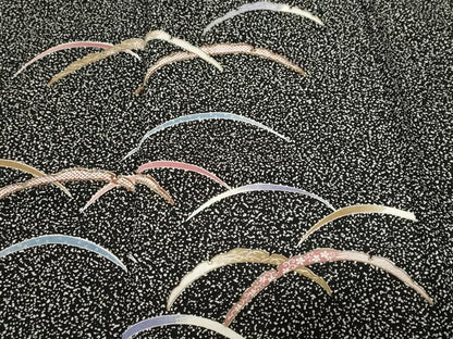 平和屋着物■訪問着　雪芝霰文　黒地　金彩　胴抜き仕立て　洗える着物　CABF9777ev