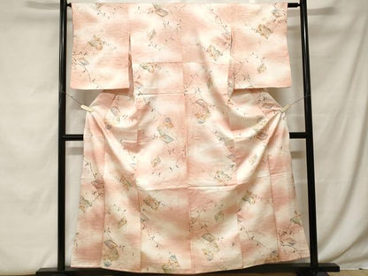 平和屋着物■小紋　冊子枝花文　暈し染め　金彩　洗える着物　CABF9778ev