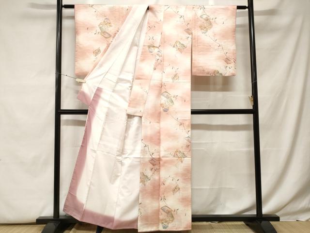 平和屋着物■小紋　冊子枝花文　暈し染め　金彩　洗える着物　CABF9778ev