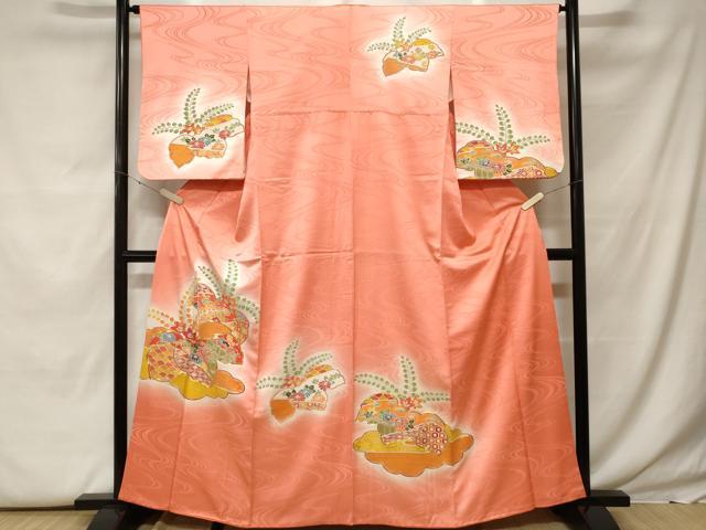平和屋着物■訪問着　駒刺繍　桐吉祥花文　暈し染め　金銀糸　正絹　逸品　CABF9780ev
