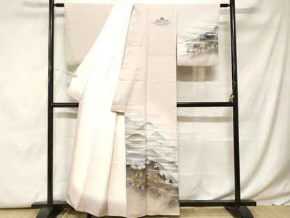 平和屋着物■訪問着　作家物　遠山風景文　暈し染め　金彩　正絹　逸品　CABF9783ev