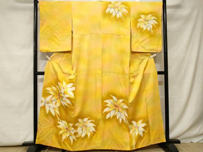 平和屋着物■訪問着　手描き　刺繍　枝花文　暈し染め　金彩　正絹　逸品　CABF9789ev