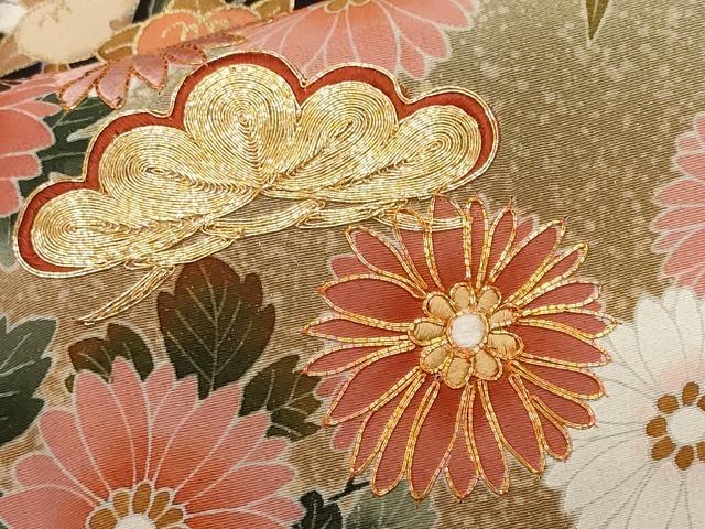 平和屋着物■豪華黒留袖　作家物　駒刺繍　籬流水扇面花丸文　暈し染め　金彩　正絹　逸品　CABF9793ev