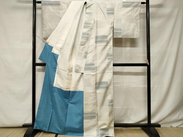平和屋着物■上質な紬　横段文　正絹　逸品　CABF9796ev