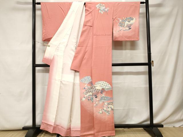平和屋着物■訪問着　流水扇面吉祥花文　暈し染め　正絹　逸品　CABF9799ev