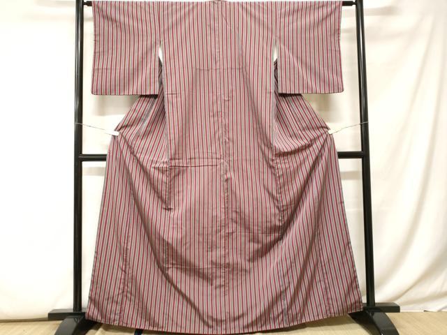 平和屋着物■上質な紬　縞　正絹　逸品　CABF9803ev