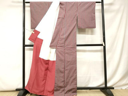 平和屋着物■上質な紬　縞　正絹　逸品　CABF9803ev