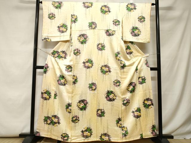 平和屋着物■上質な小紋　草花丸文　暈し染め　金彩　正絹　逸品　CABF9806ev