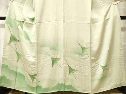 平和屋着物■訪問着　雲取り飛鶴文　暈し染め　金彩　正絹　逸品　CABF9807ev
