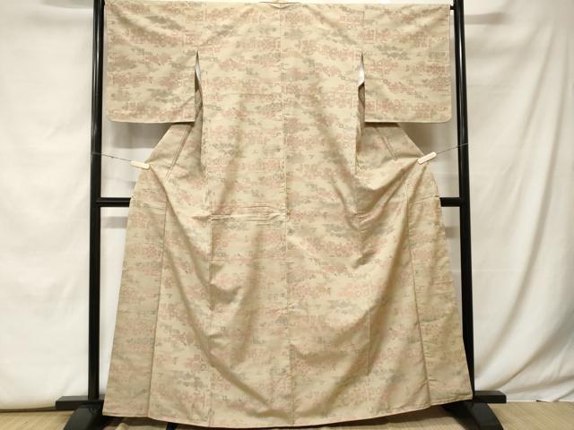 平和屋着物■上質な紬　紬　幾何学花文　正絹　逸品　未使用　CABF9817ev