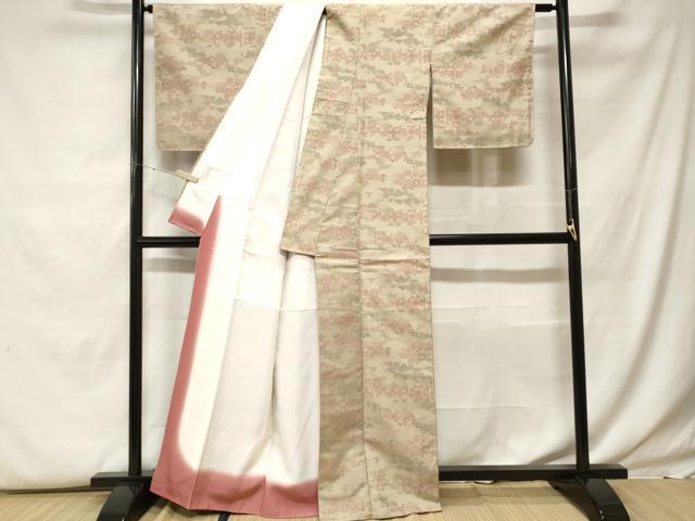 平和屋着物■上質な紬　紬　幾何学花文　正絹　逸品　未使用　CABF9817ev