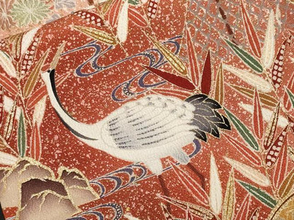 平和屋着物■豪華黒留袖　刺繍　飛鶴御所車風景文　暈し染め　金彩　正絹　逸品　CABF9819ev
