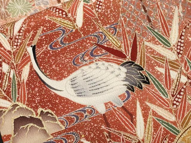 平和屋着物■豪華黒留袖　刺繍　飛鶴御所車風景文　暈し染め　金彩　正絹　逸品　CABF9819ev
