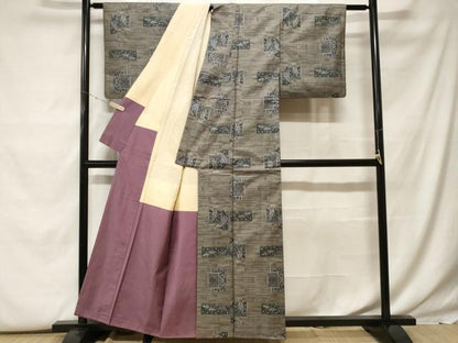 平和屋着物■本場大島紬　7マルキ　色紙重ね花文　正絹　逸品　CABF9821ev