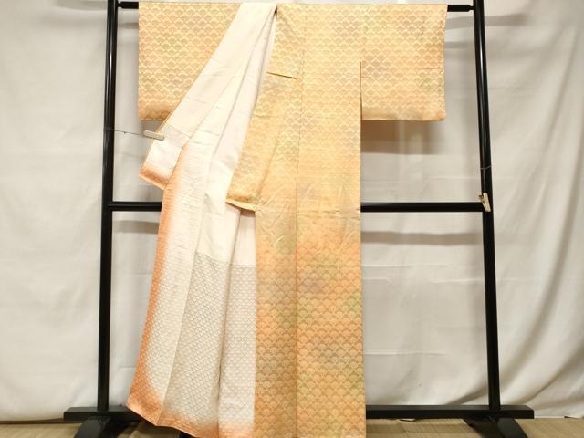 平和屋着物■上質な小紋　青海波花文　暈し染め　正絹　逸品　CABF9822ev