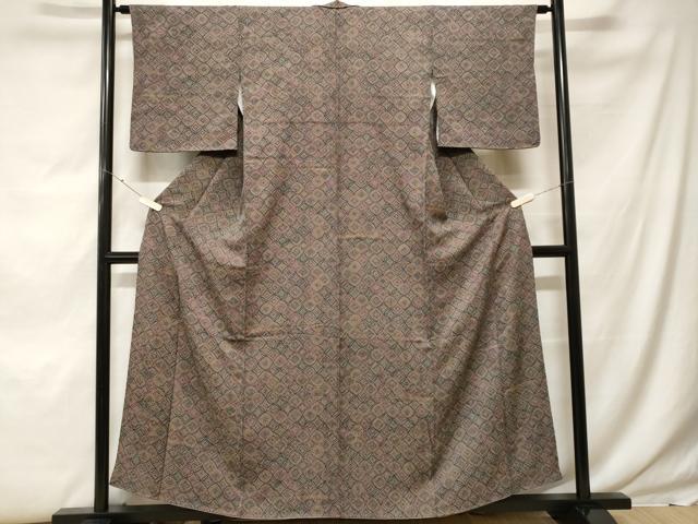 平和屋着物■上質なお召　七宝文　正絹　逸品　CABF9823ev