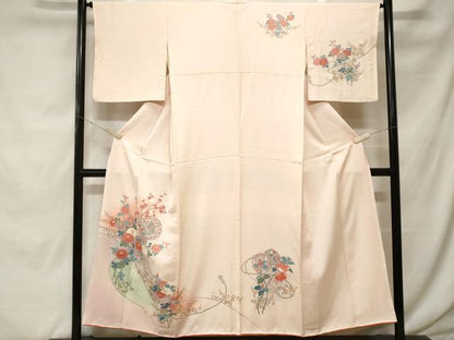 平和屋着物■訪問着　鼓枝花文　暈し染め　金彩　正絹　逸品　CABF9835ev