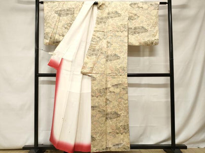 平和屋着物■上質な小紋　雲取り花文　正絹　逸品　CABF9836ev
