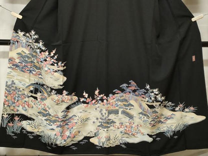 平和屋着物■豪華黒留袖　作家物　御所解文　暈し染め　正絹　逸品　CABF9839ev